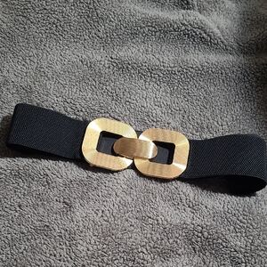 Elegant Black and Gold Women's Stretchy Belt